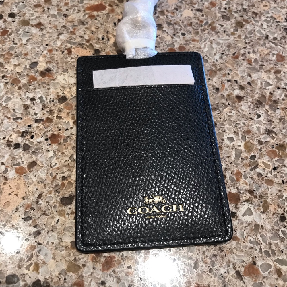 NWT Coach Black Leather Lanyard